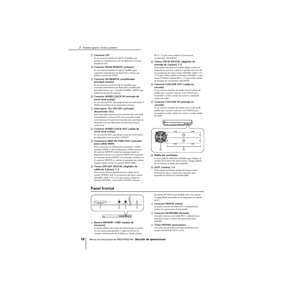 Panel frontal | Yamaha PM5D-RHPM5D User Manual | Page 18 / 367