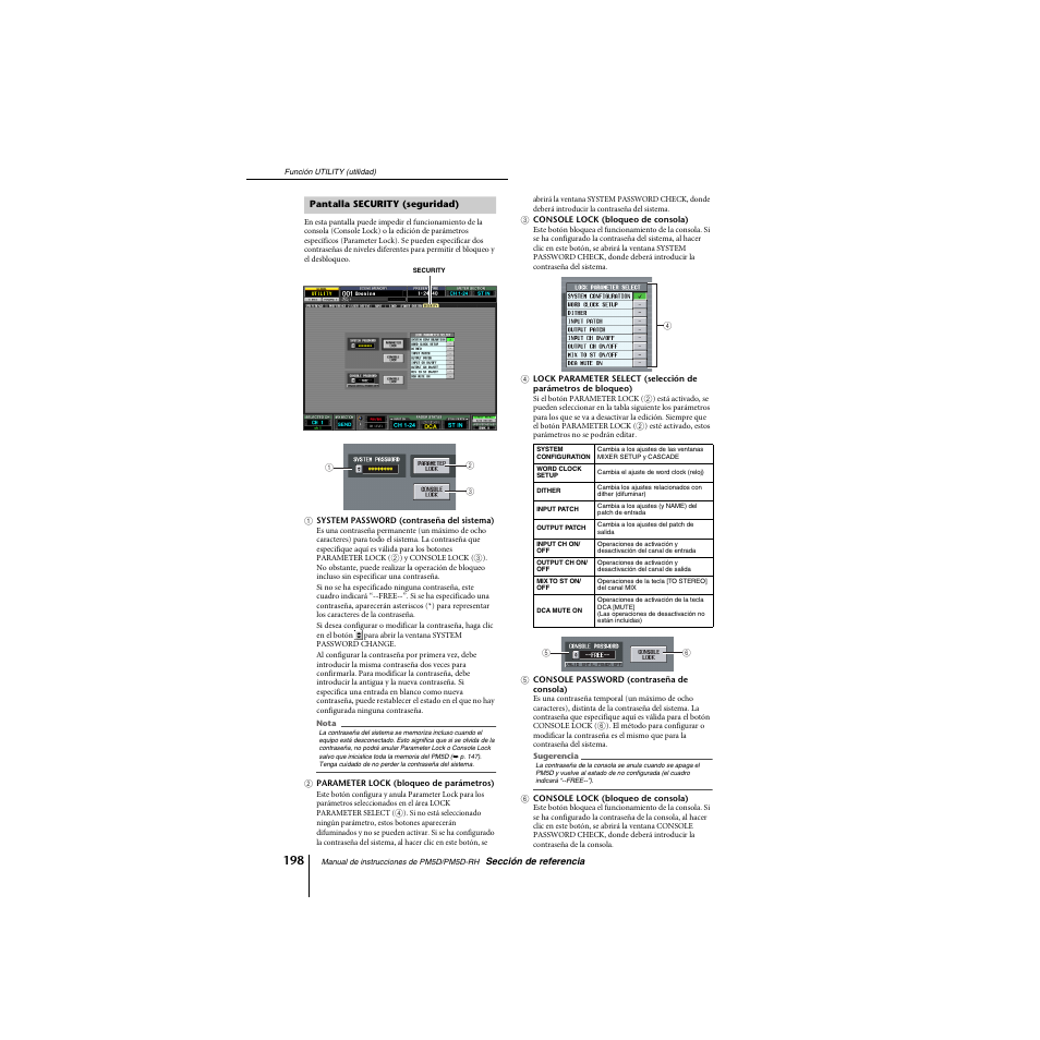 Pantalla security (seguridad) | Yamaha PM5D-RHPM5D User Manual | Page 198 / 367