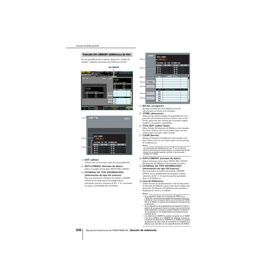 Pantalla ha library (biblioteca de ha) | Yamaha PM5D-RHPM5D User Manual | Page 208 / 367