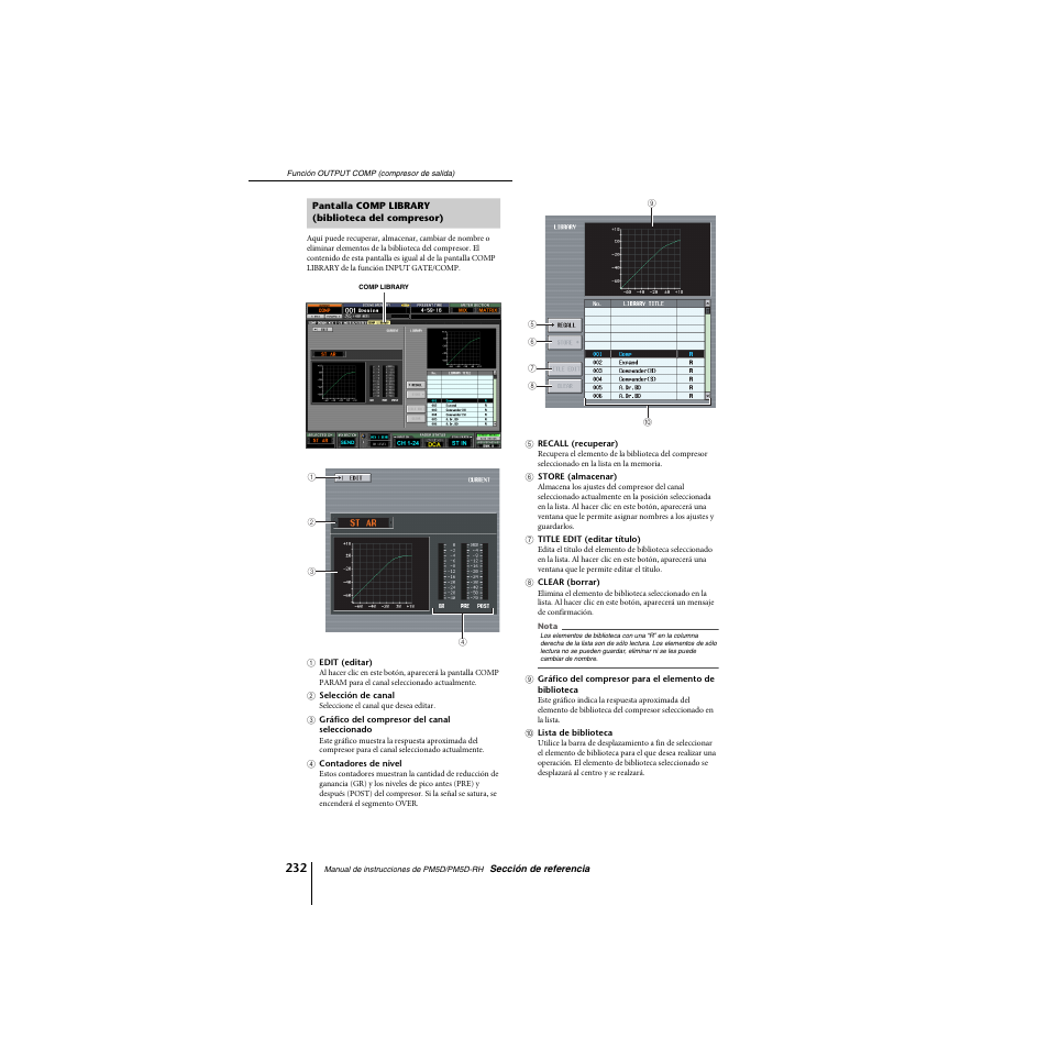Pantalla comp library (biblioteca del compresor) | Yamaha PM5D-RHPM5D User Manual | Page 232 / 367