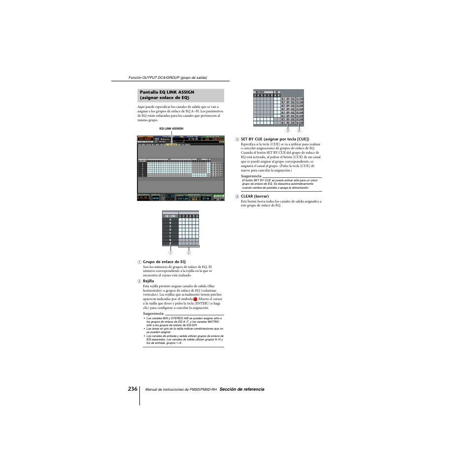 Pantalla eq link assign (asignar enlace de eq) | Yamaha PM5D-RHPM5D User Manual | Page 236 / 367