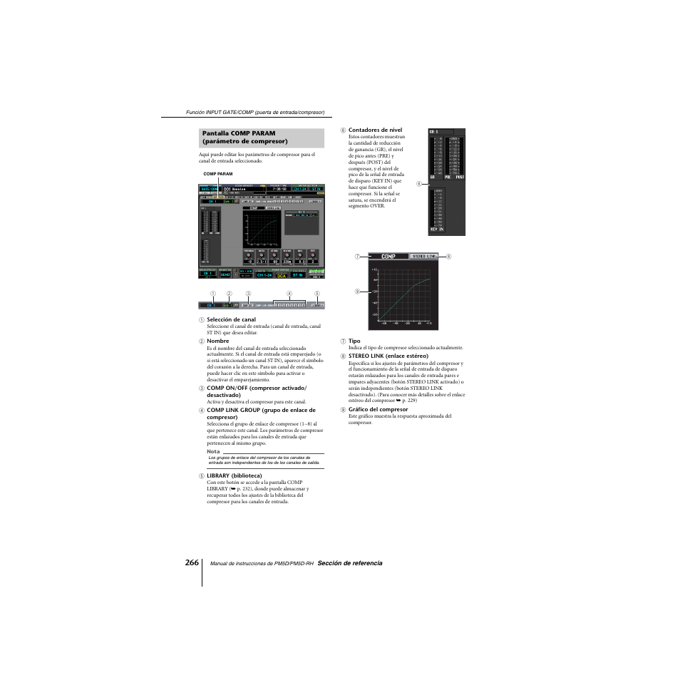 Pantalla comp param (parámetro de compresor) | Yamaha PM5D-RHPM5D User Manual | Page 266 / 367