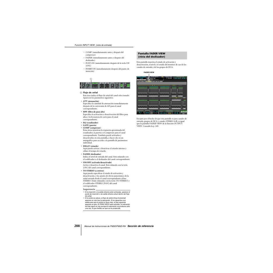 Pantalla fader view (vista del deslizador) | Yamaha PM5D-RHPM5D User Manual | Page 288 / 367