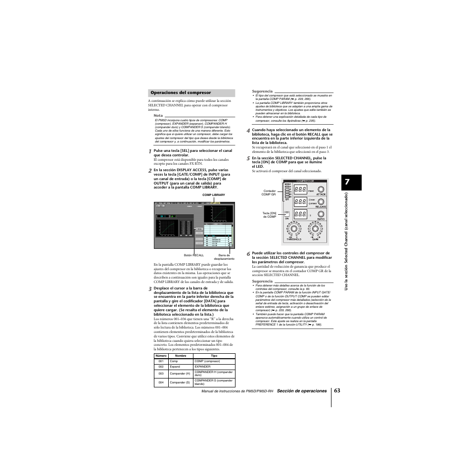 Operaciones del compresor | Yamaha PM5D-RHPM5D User Manual | Page 63 / 367