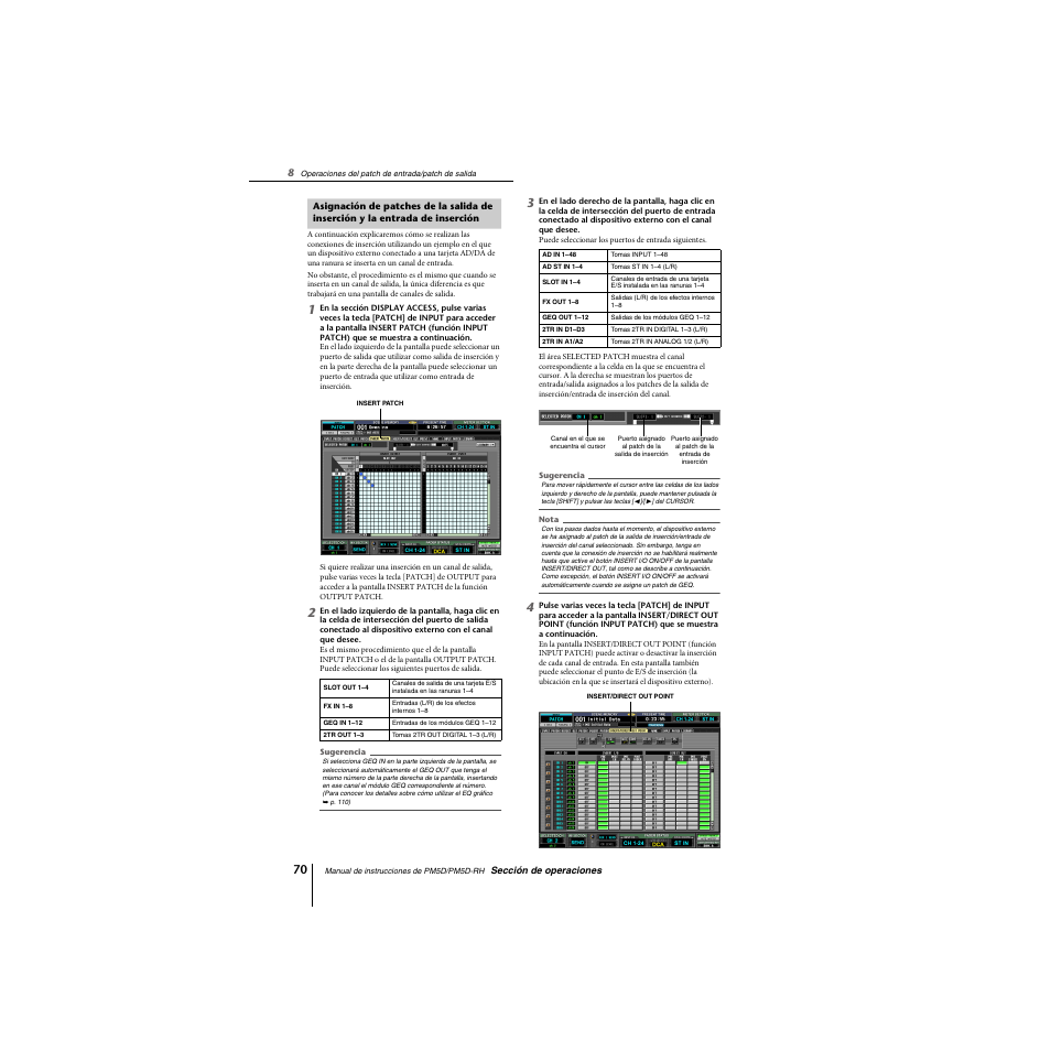 De inserción | Yamaha PM5D-RHPM5D User Manual | Page 70 / 367