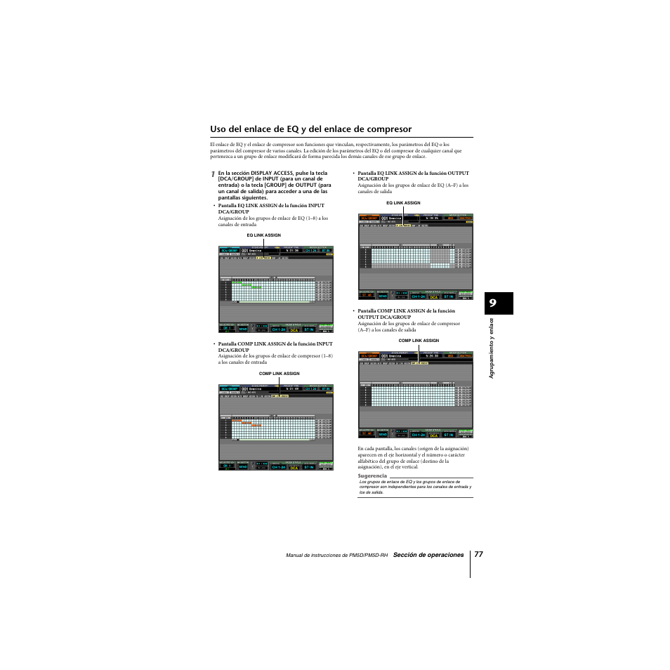 Uso del enlace de eq y del enlace de compresor | Yamaha PM5D-RHPM5D User Manual | Page 77 / 367