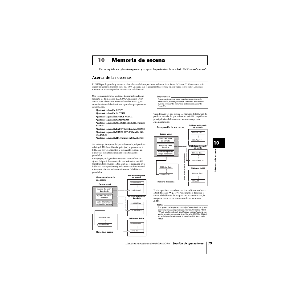 Memoria de escena, Acerca de las escenas | Yamaha PM5D-RHPM5D User Manual | Page 79 / 367