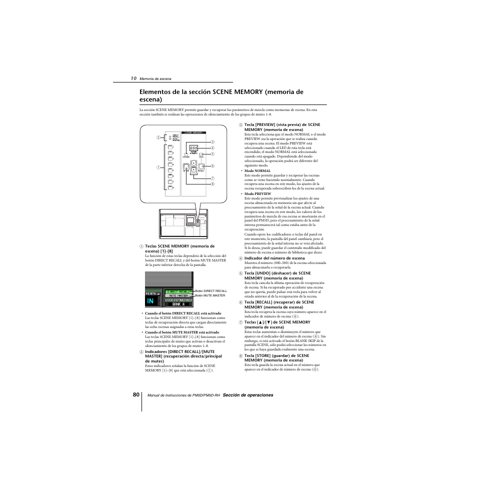 Elementos de la sección scene memory (memoria, De escena), P. 80). en esta | Yamaha PM5D-RHPM5D User Manual | Page 80 / 367