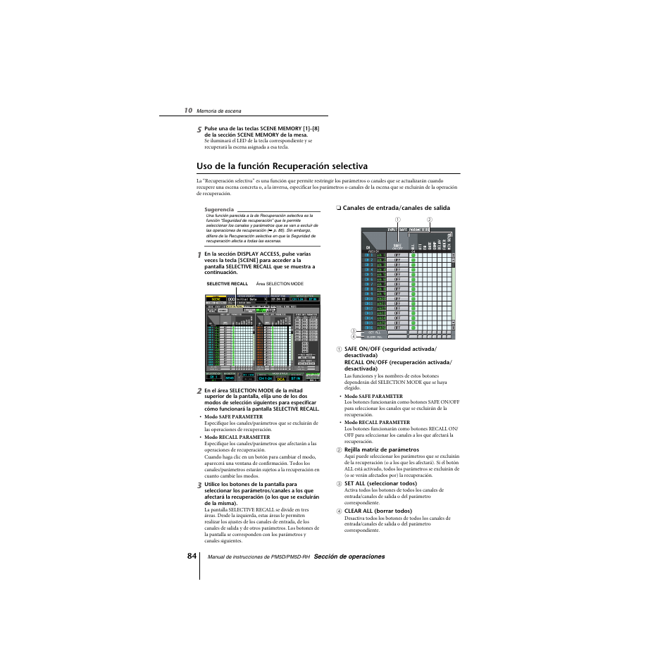 Uso de la función recuperación selectiva | Yamaha PM5D-RHPM5D User Manual | Page 84 / 367