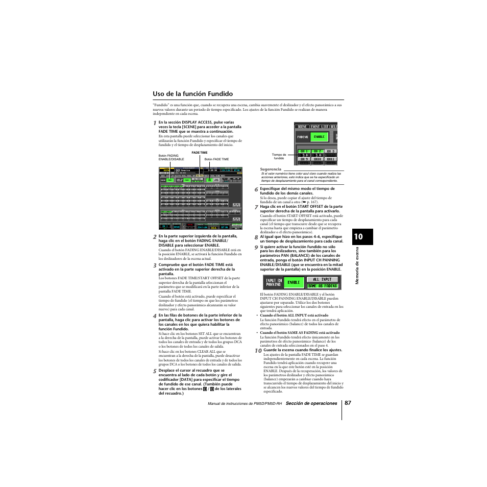 Uso de la función fundido | Yamaha PM5D-RHPM5D User Manual | Page 87 / 367