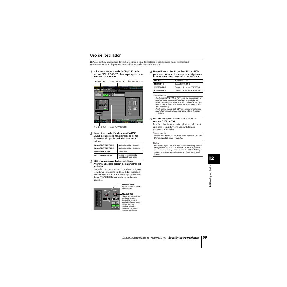 Uso del oscilador | Yamaha PM5D-RHPM5D User Manual | Page 99 / 367