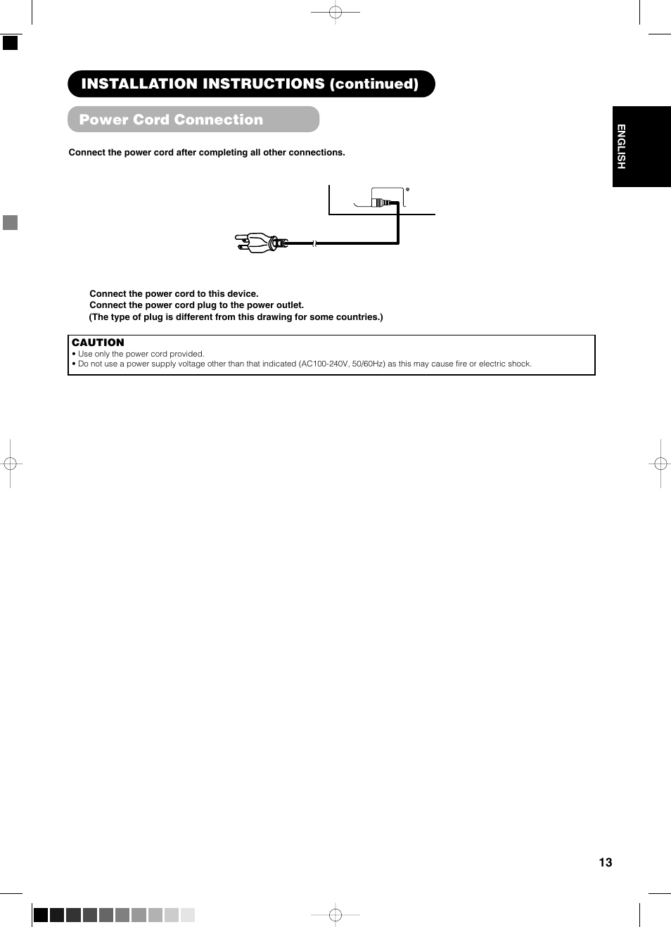 Power cord connection | Yamaha pdm-4210 User Manual | Page 15 / 52