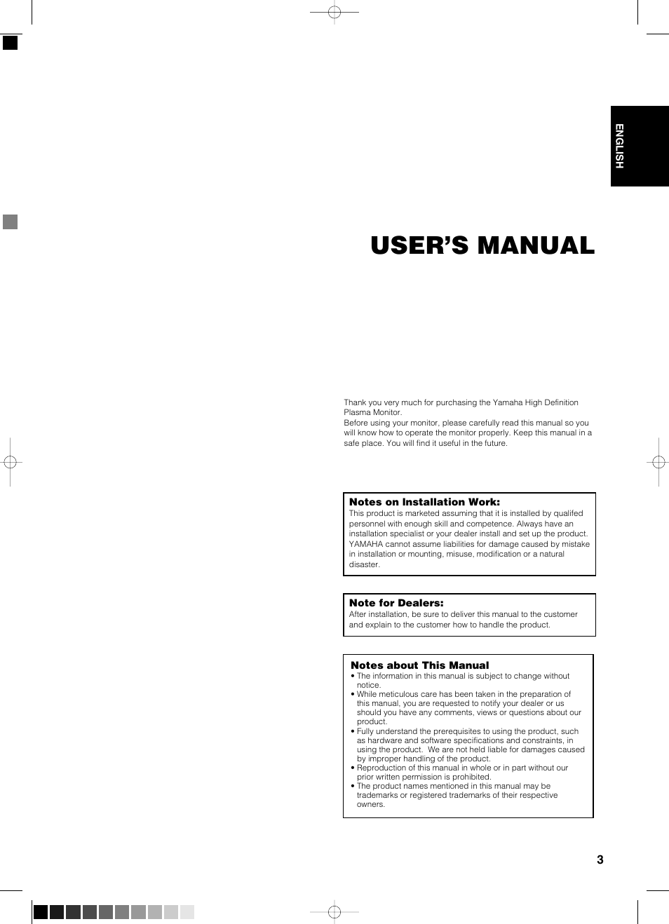 User’s manual | Yamaha pdm-4210 User Manual | Page 5 / 52