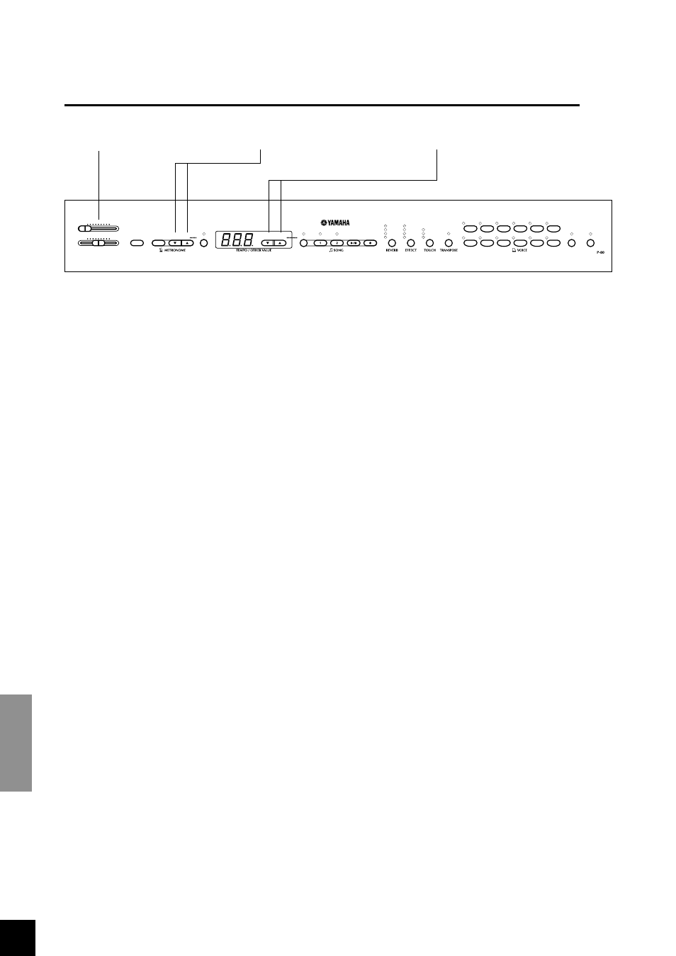 Master volume tempo/function, No /yes, Tempo function | Song no, yes yes no no yes | Yamaha P-80 User Manual | Page 14 / 60