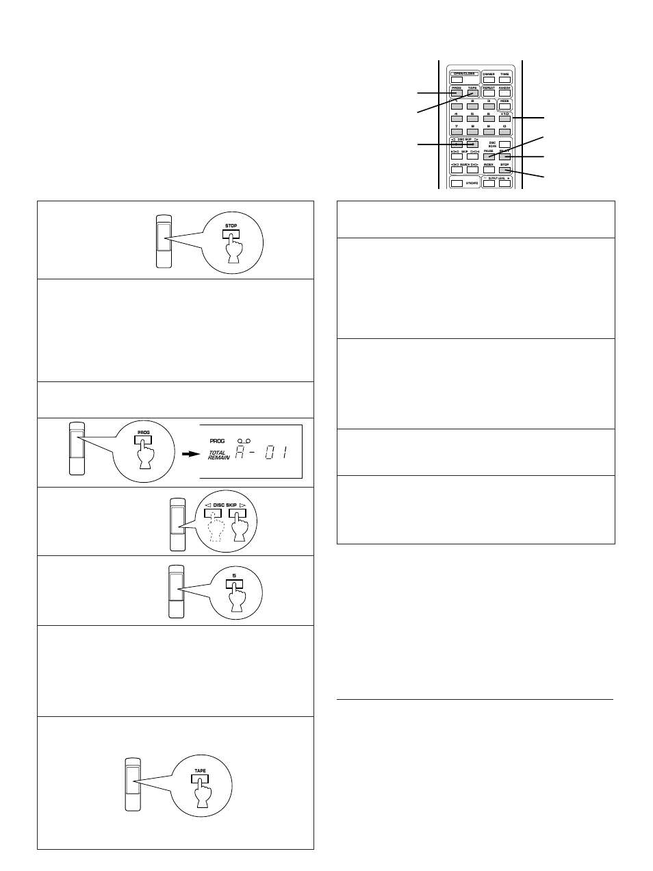 Manual tape programming | Yamaha CDC-655 User Manual | Page 19 / 24