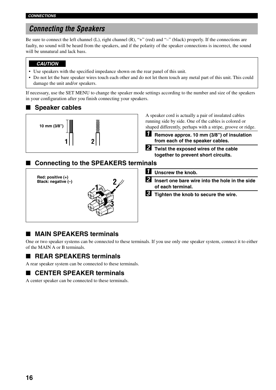 Connecting the speakers | Yamaha RX-V800RDS User Manual | Page 18 / 83