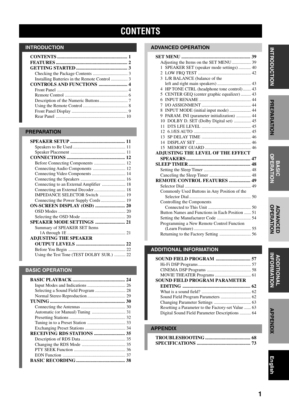 Yamaha RX-V800RDS User Manual | Page 3 / 83