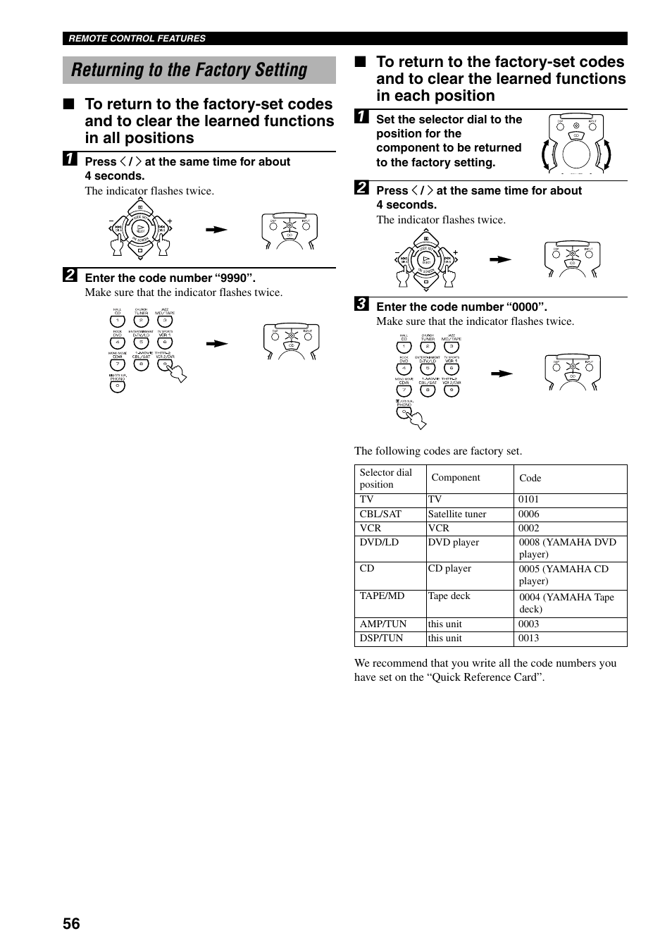 Returning to the factory setting | Yamaha RX-V800RDS User Manual | Page 58 / 83