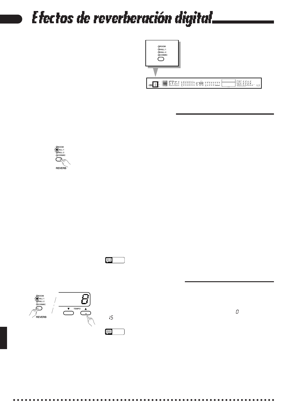 Efectos de reverberación digital, Selección de un efecto de reverberación, Control de la profundidad de reverberación | Yamaha CVP-85A User Manual | Page 16 / 76