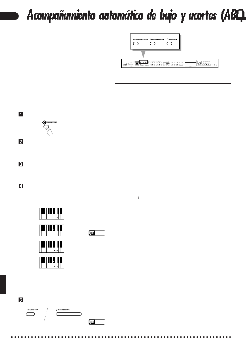 Acompañamiento automático de bajo y acortes (abc), Acompañamiento de un dedo | Yamaha CVP-85A User Manual | Page 24 / 76
