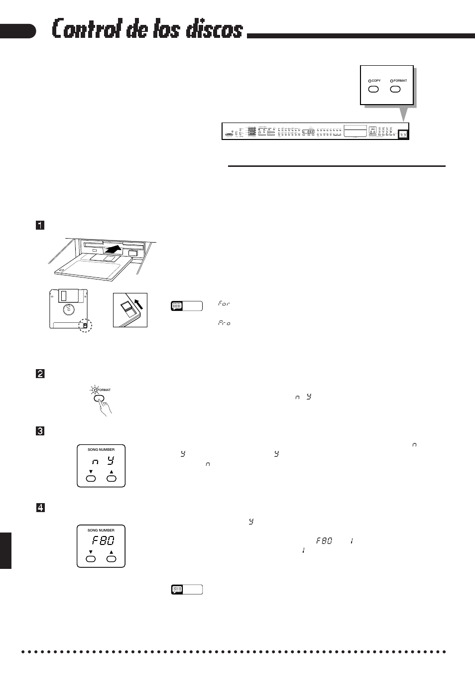 Control de los discos, Formateado de un disco nuevo | Yamaha CVP-85A User Manual | Page 42 / 76