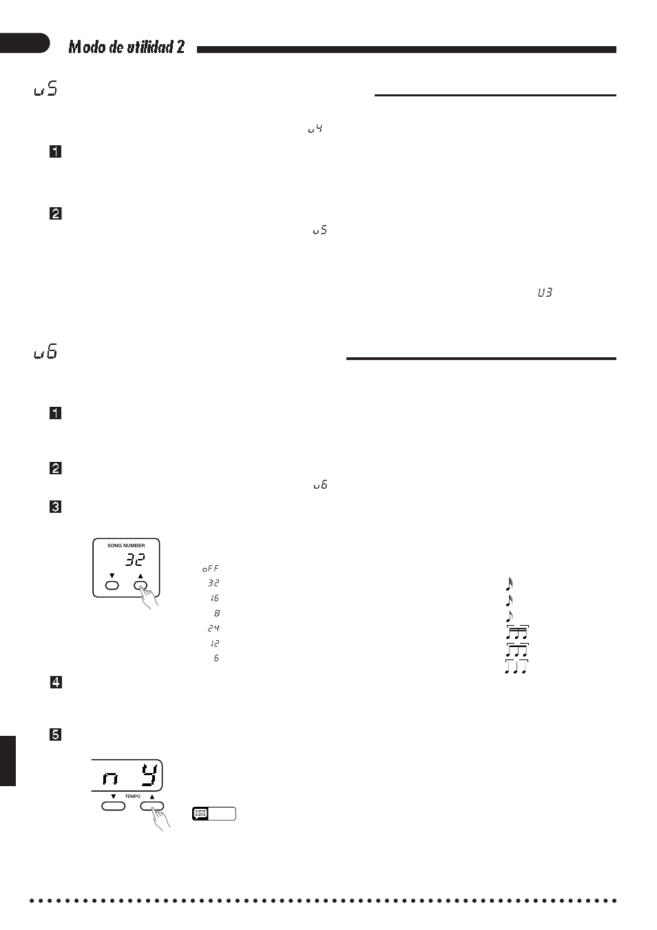 Modo de utilidad 2, Carga de afinación de teclas individuales, Cuantifización de datos de canciones | Yamaha CVP-85A User Manual | Page 50 / 76