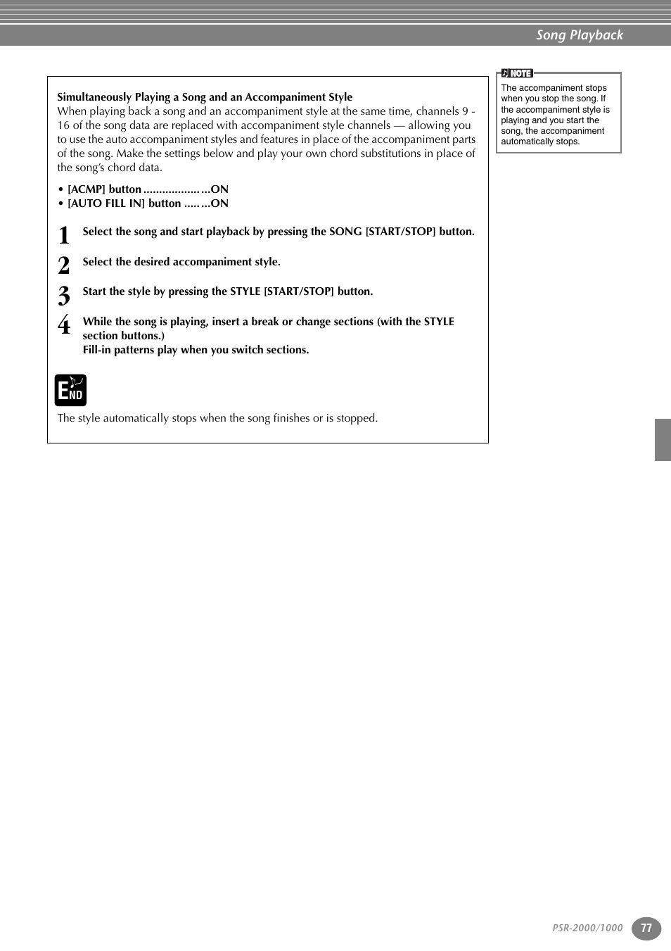 Yamaha PORTATONE PSR-1000 User Manual | Page 77 / 172