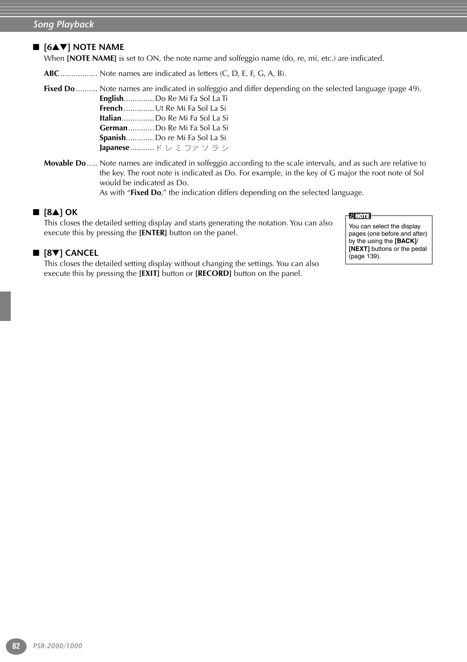 6st] note name, 8s] ok, 8t] cancel | Yamaha PORTATONE PSR-1000 User Manual | Page 82 / 172