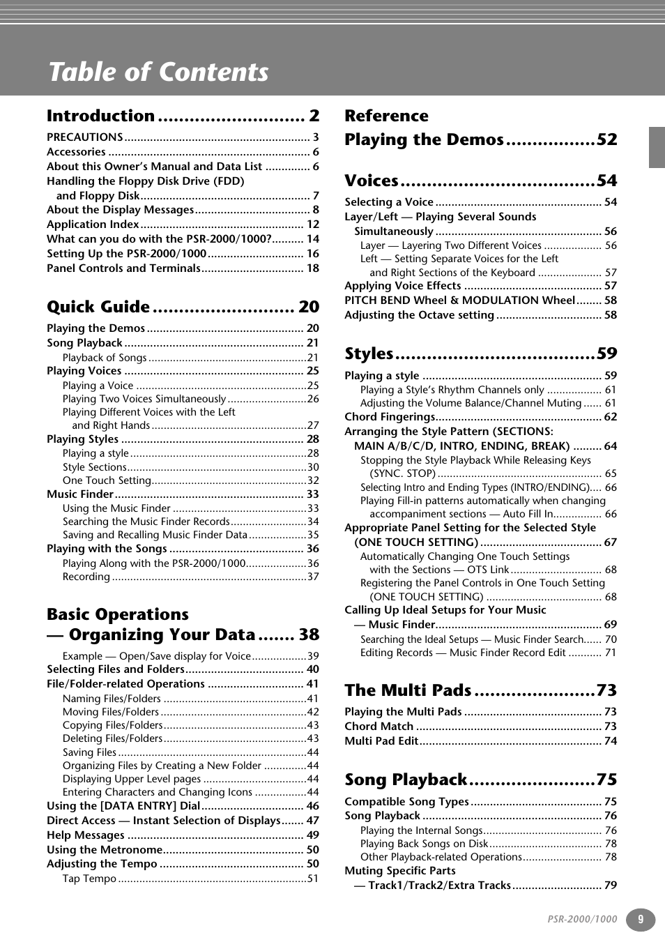 Yamaha PORTATONE PSR-1000 User Manual | Page 9 / 172