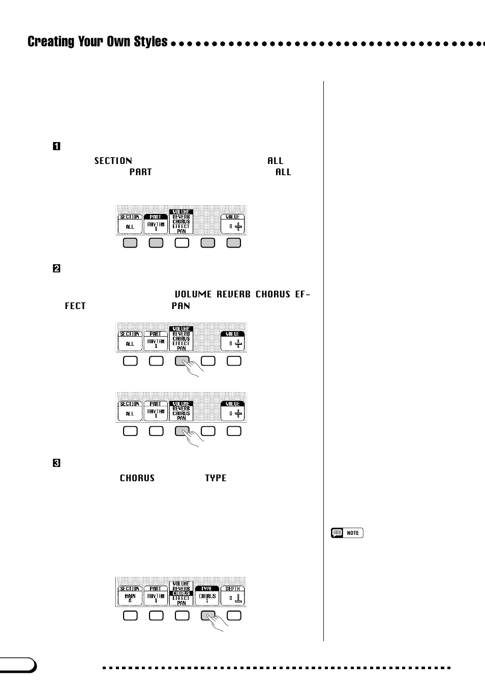 Creating your own styles, Volume and effects | Yamaha CVP-109  EN User Manual | Page 100 / 235