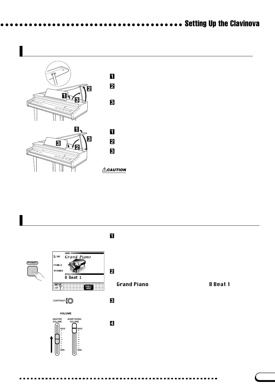 Lid (cvp-700 only), Turning the power on and off, Setting up the clavinova | Cvp-700 only) | Yamaha CVP-109  EN User Manual | Page 11 / 235