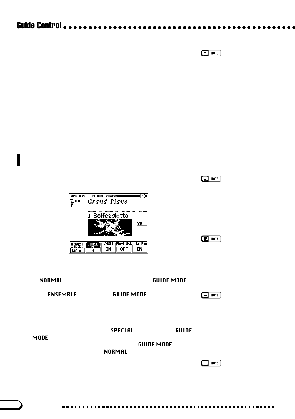 Other guide-related functions, Guide control, Guide mode | Yamaha CVP-109  EN User Manual | Page 128 / 235