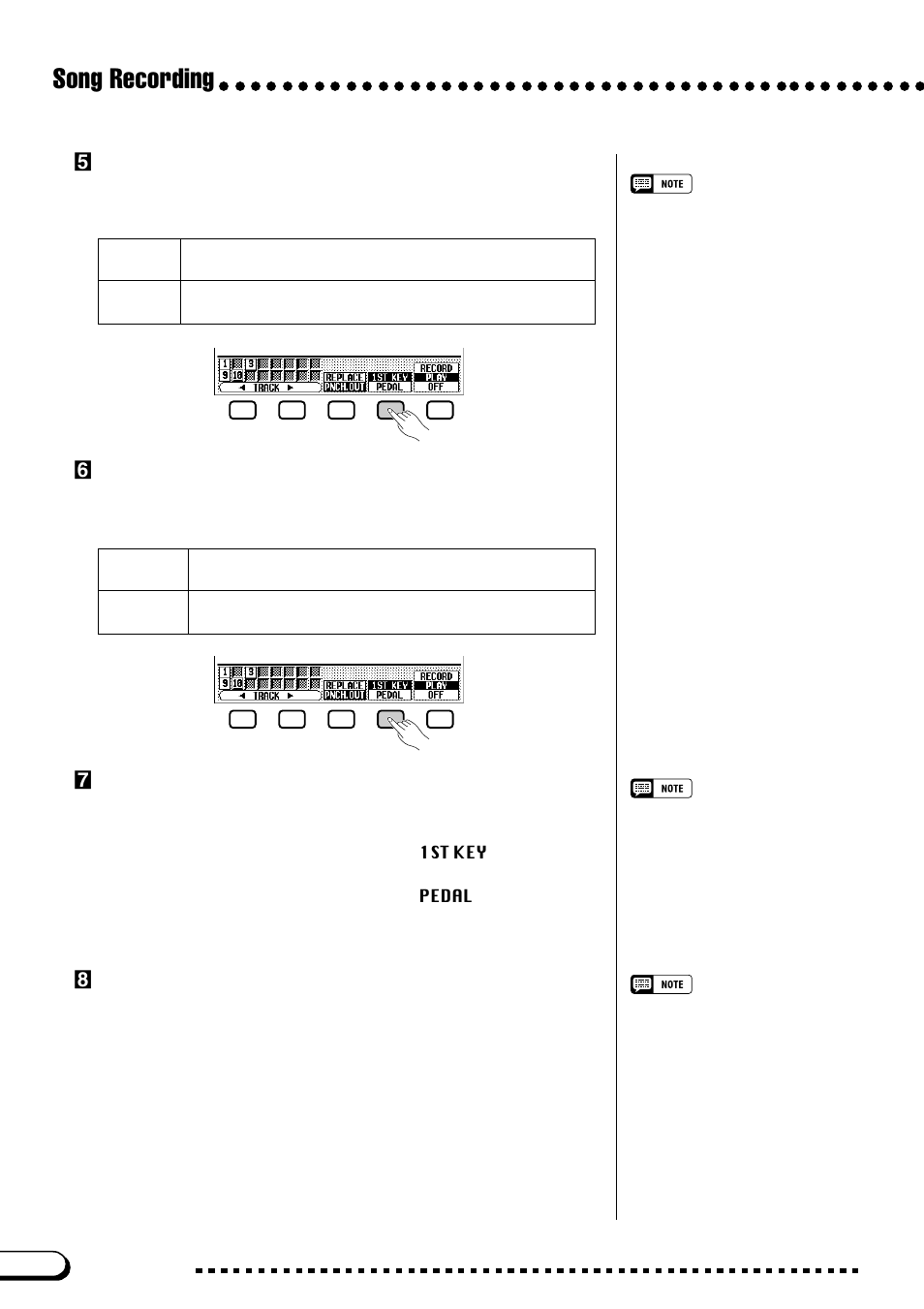 Song recording, Bselect the punch-in mode, Nselect the punch-out mode | Mstart playback and recording, Stop recording | Yamaha CVP-109  EN User Manual | Page 140 / 235