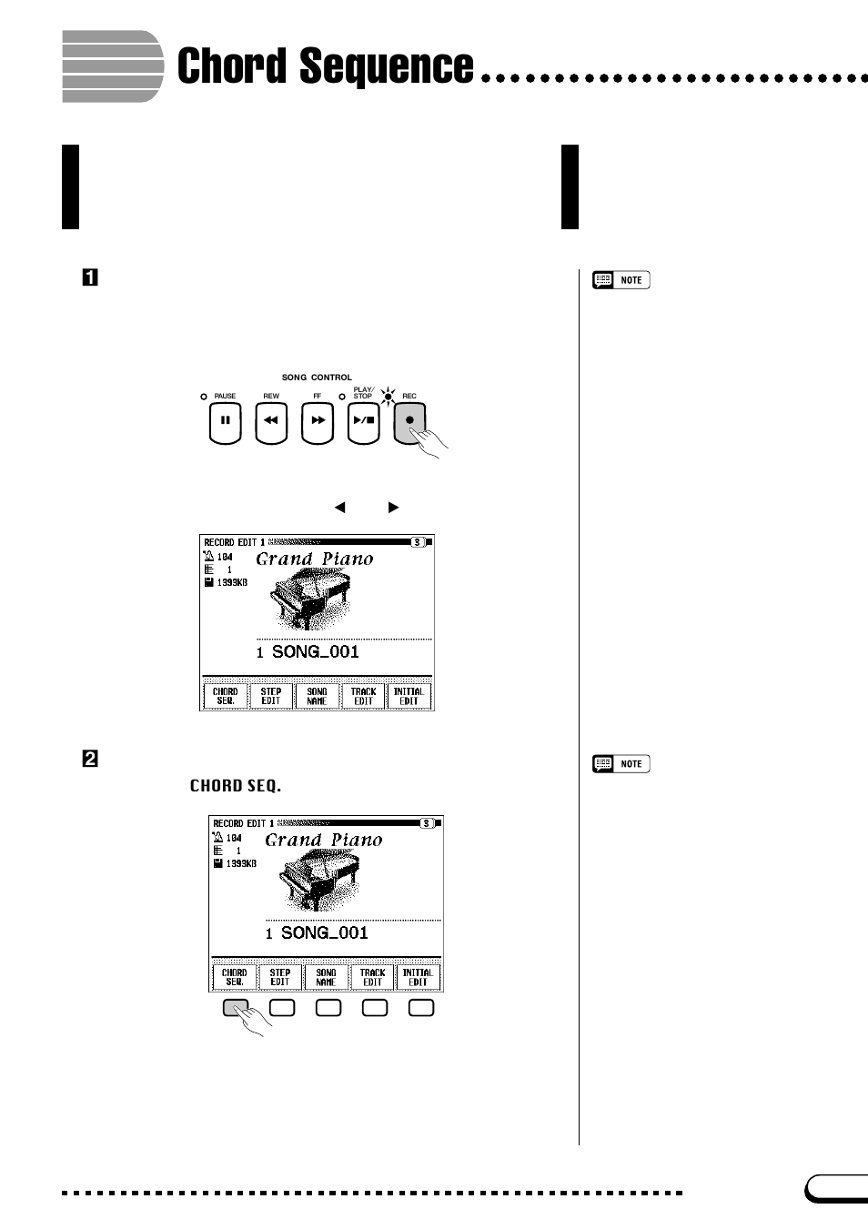 Chord sequence, Zset up the instrument for recording, Xturn on the chord sequence function | Yamaha CVP-109  EN User Manual | Page 141 / 235