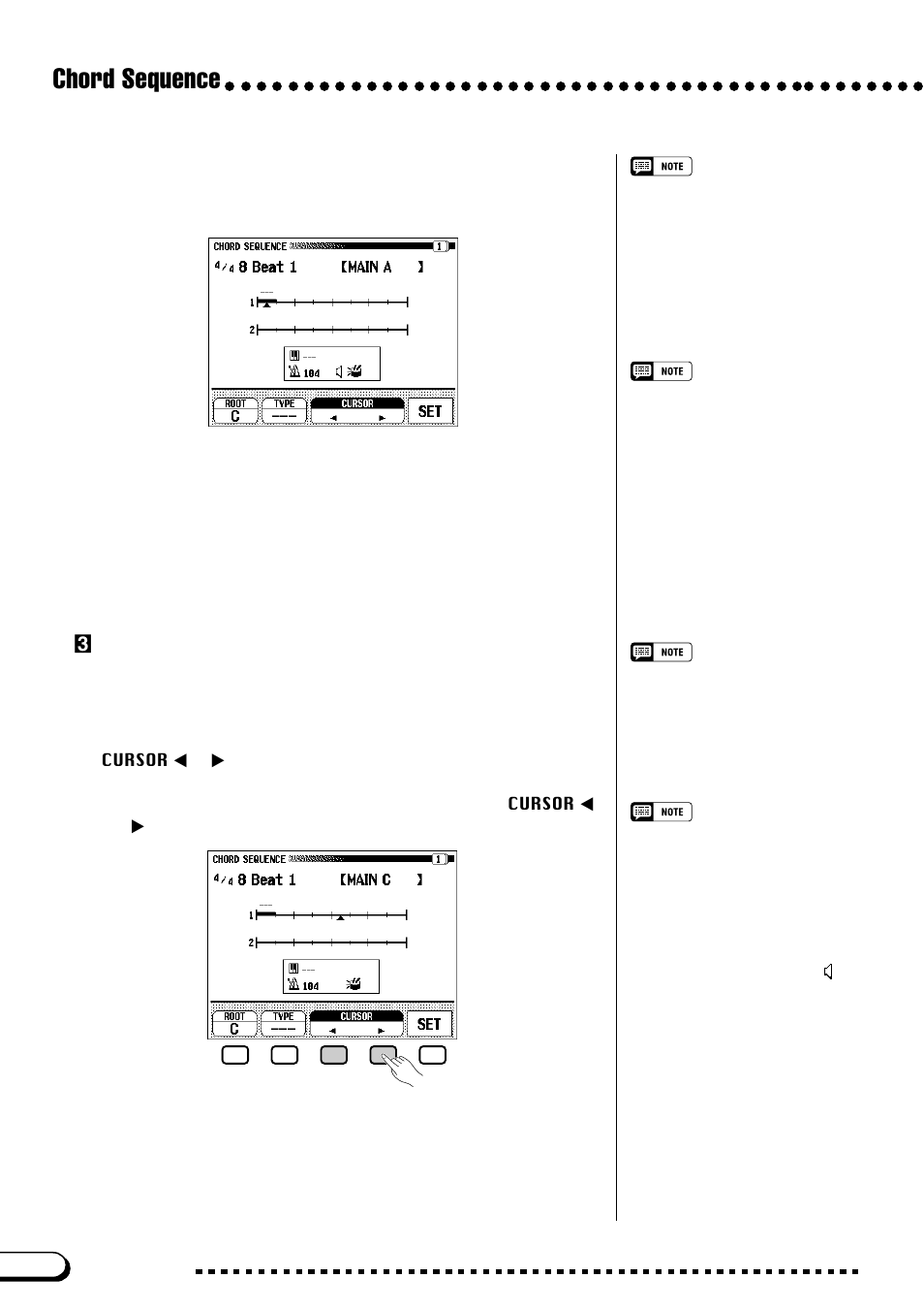 Chord sequence, Cmove the cursor to the entry point | Yamaha CVP-109  EN User Manual | Page 142 / 235