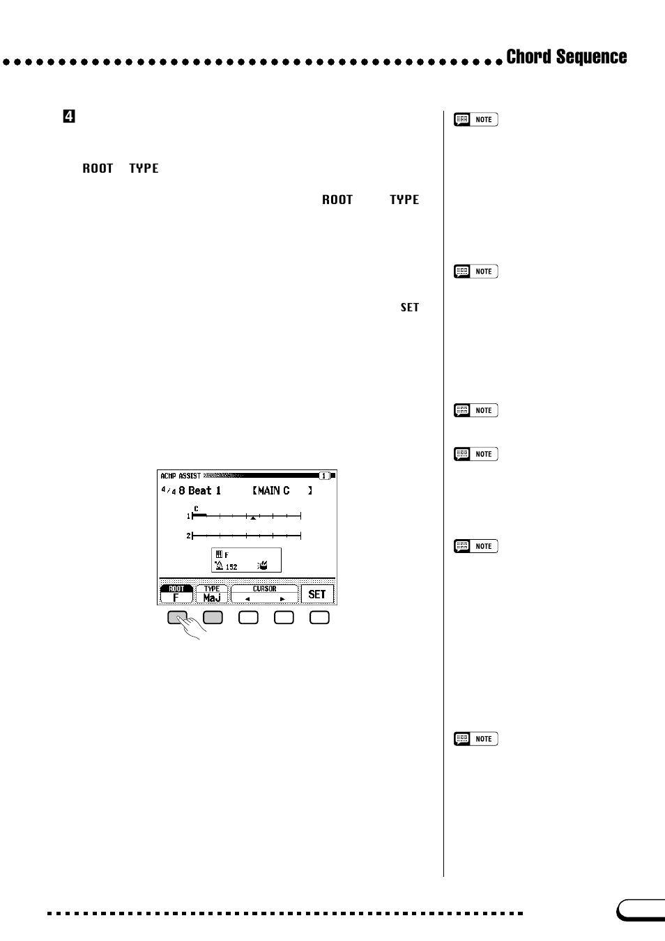 Chord sequence, Venter and set the chords and/or style changes | Yamaha CVP-109  EN User Manual | Page 143 / 235
