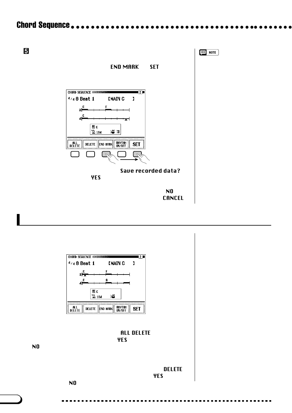 Other chord sequence functions, Chord sequence | Yamaha CVP-109  EN User Manual | Page 144 / 235
