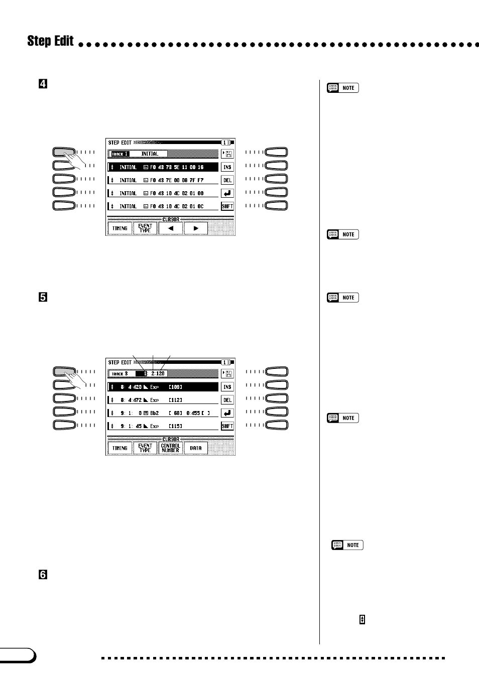 Step edit, Nselect an event to edit, Vselect a track to edit | Bselect a location | Yamaha CVP-109  EN User Manual | Page 148 / 235
