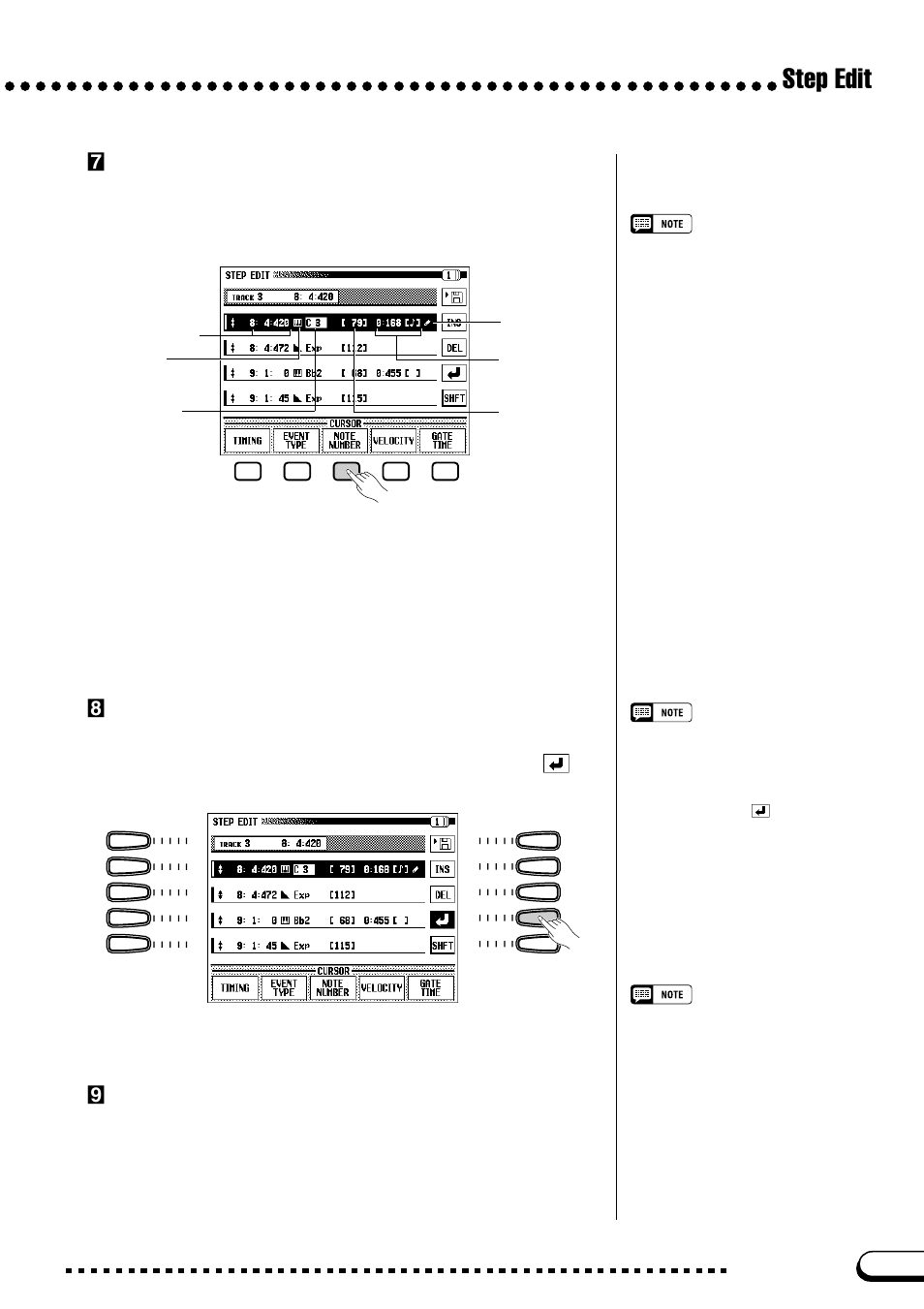 Step edit, Record your changes, Save the edited song data | Mselect and edit a parameter | Yamaha CVP-109  EN User Manual | Page 149 / 235