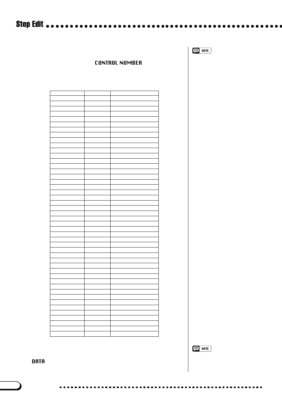 Step edit, Control number ● control data | Yamaha CVP-109  EN User Manual | Page 154 / 235