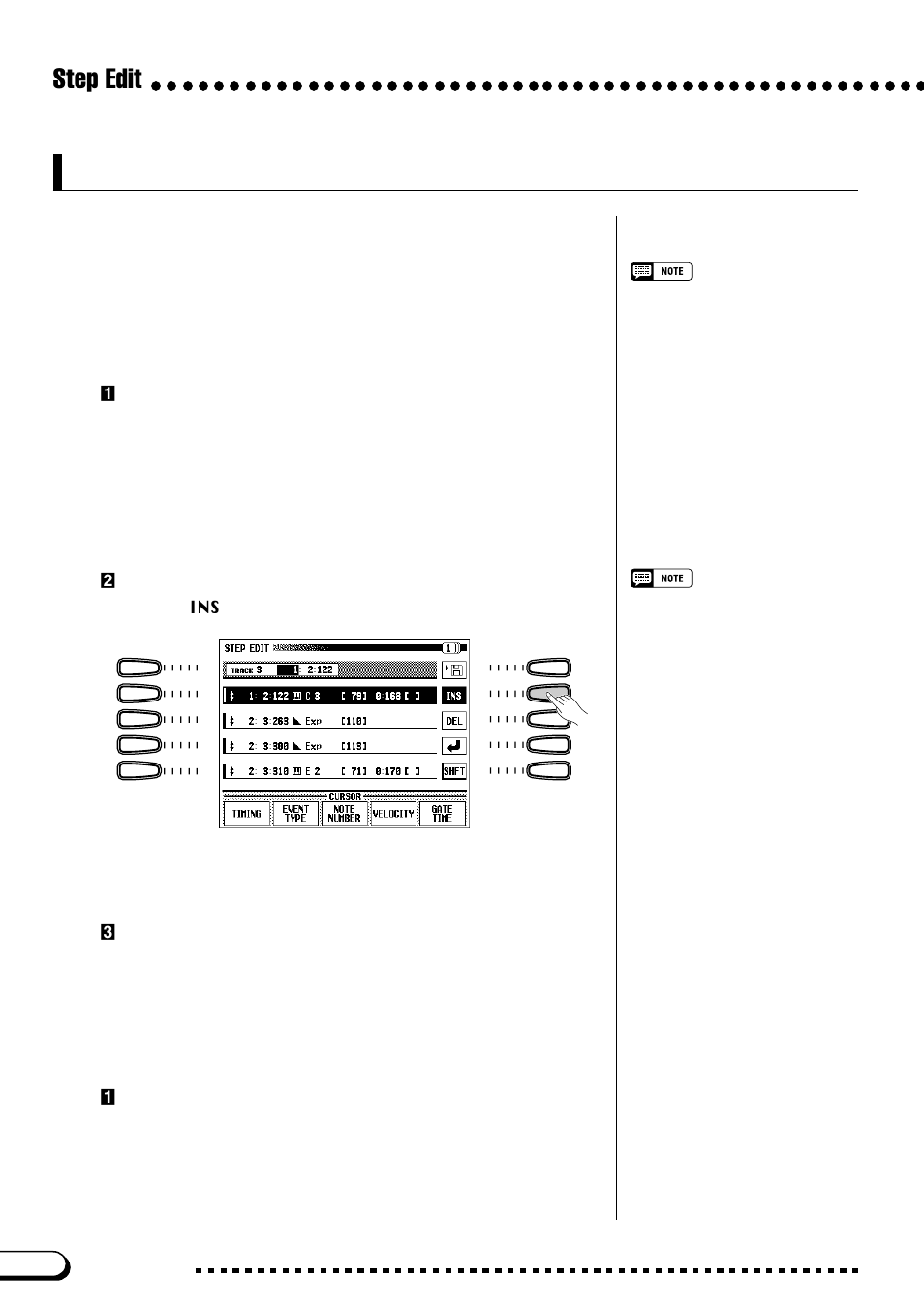 Editing the event lists, Step edit, Adding an event | Deleting an event | Yamaha CVP-109  EN User Manual | Page 158 / 235
