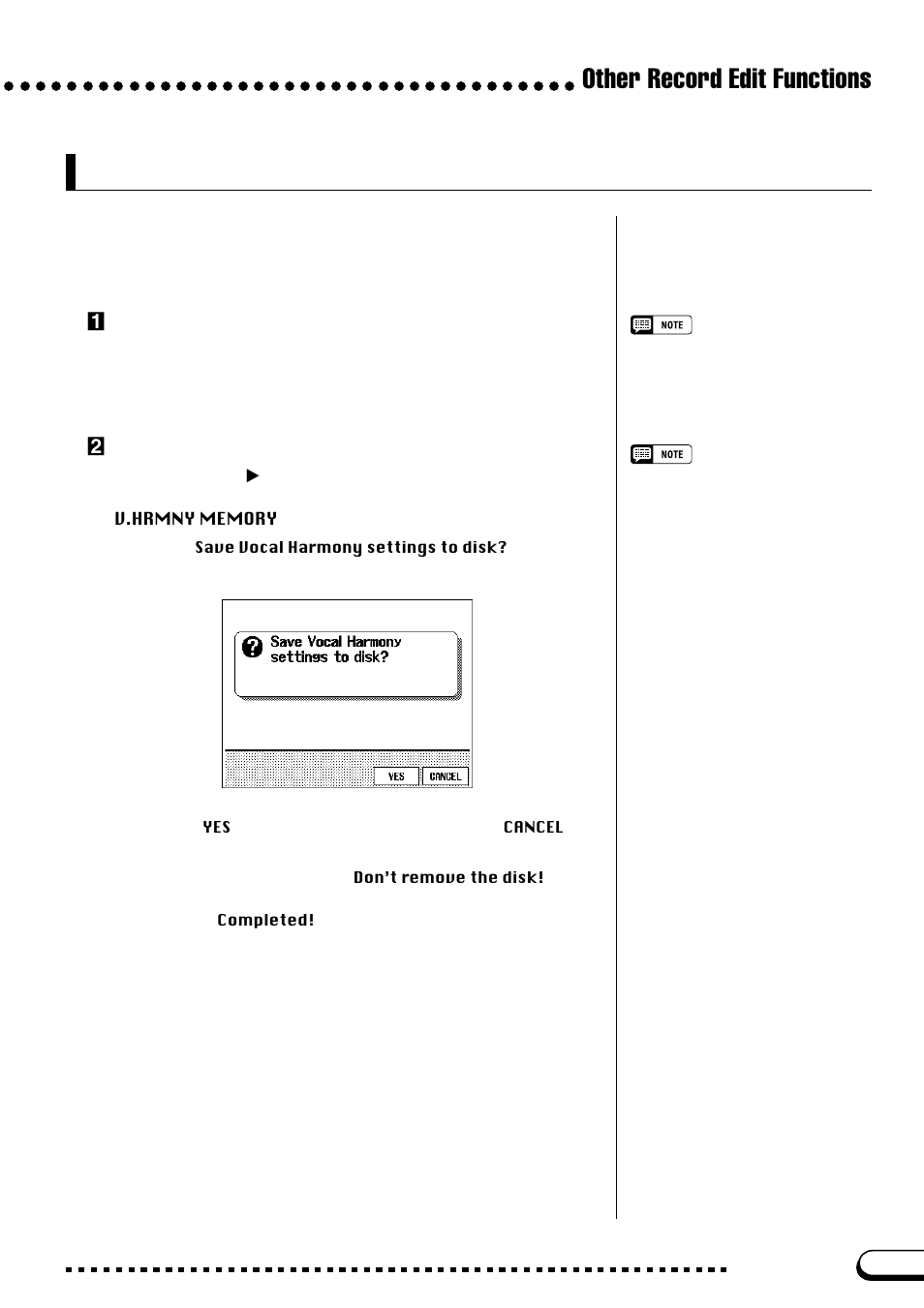 Vocal harmony memory (cvp-109/107/700), Vocal harmony memory (cvp 109/107/700), Other record edit functions | Zset up the vocal harmony function | Yamaha CVP-109  EN User Manual | Page 173 / 235