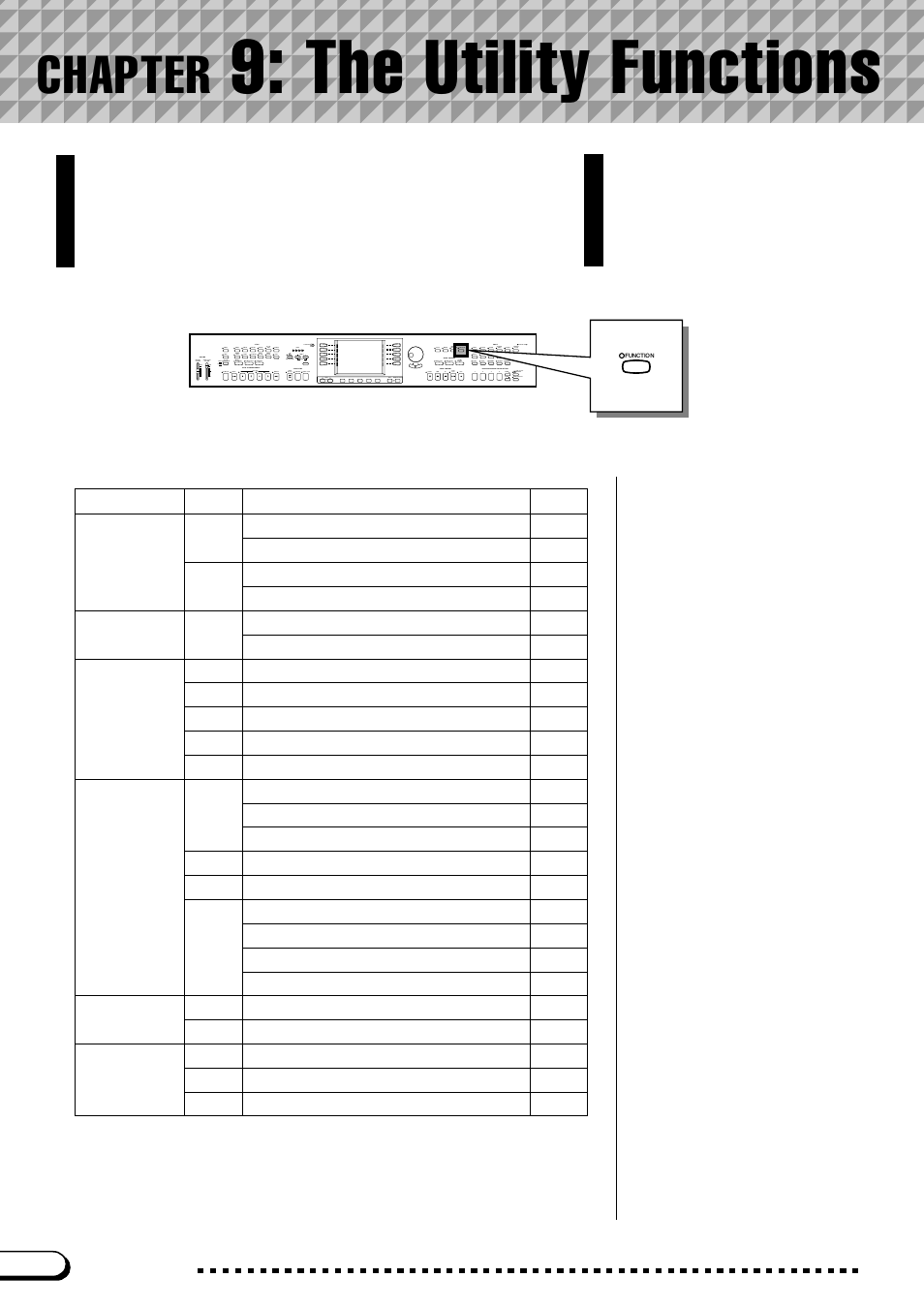 Chapter 9: the utility functions, Chapter 9, The utility functions | Chapter | Yamaha CVP-109  EN User Manual | Page 186 / 235