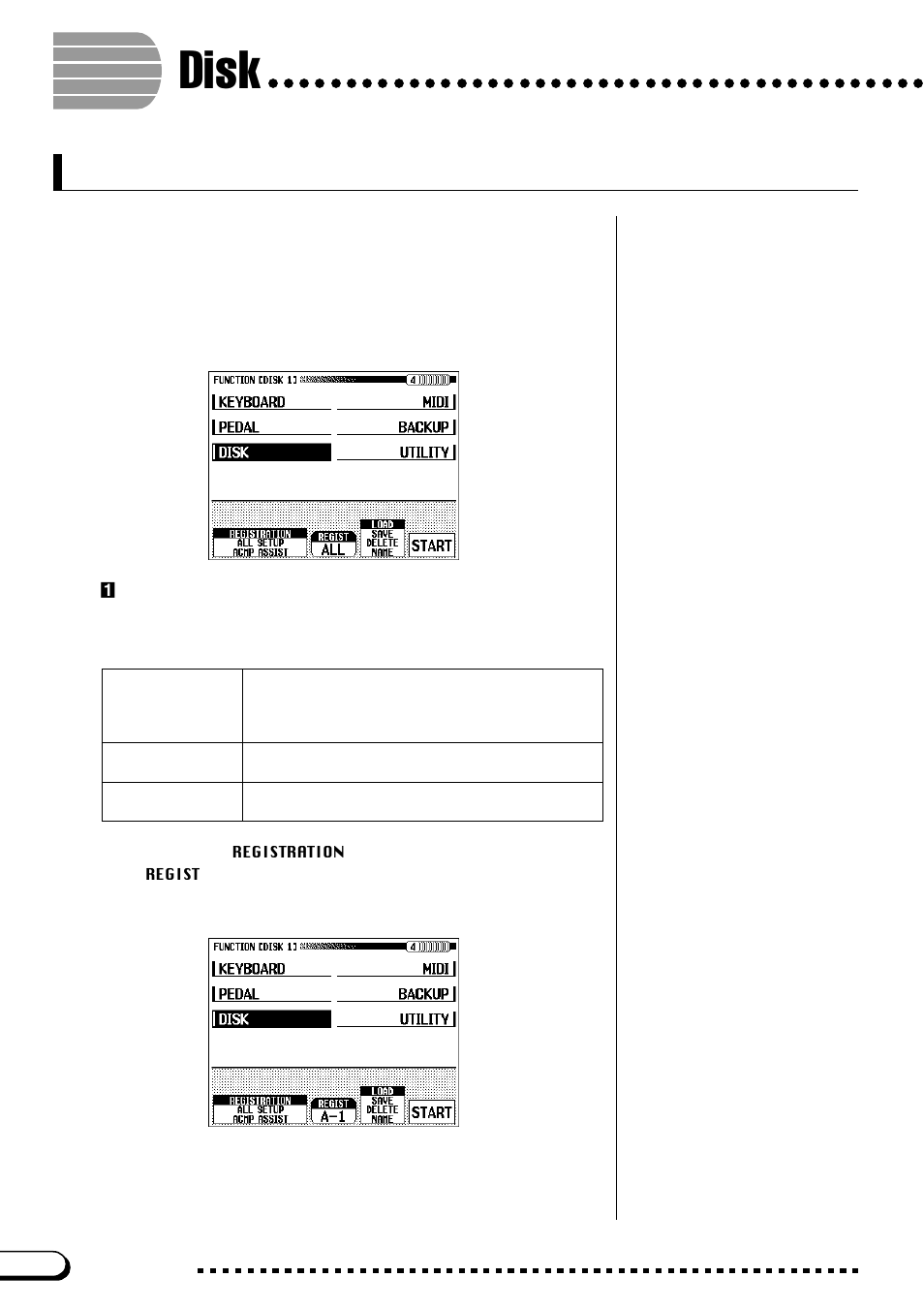 Disk, Function [disk 1] display — page 4 | Yamaha CVP-109  EN User Manual | Page 192 / 235