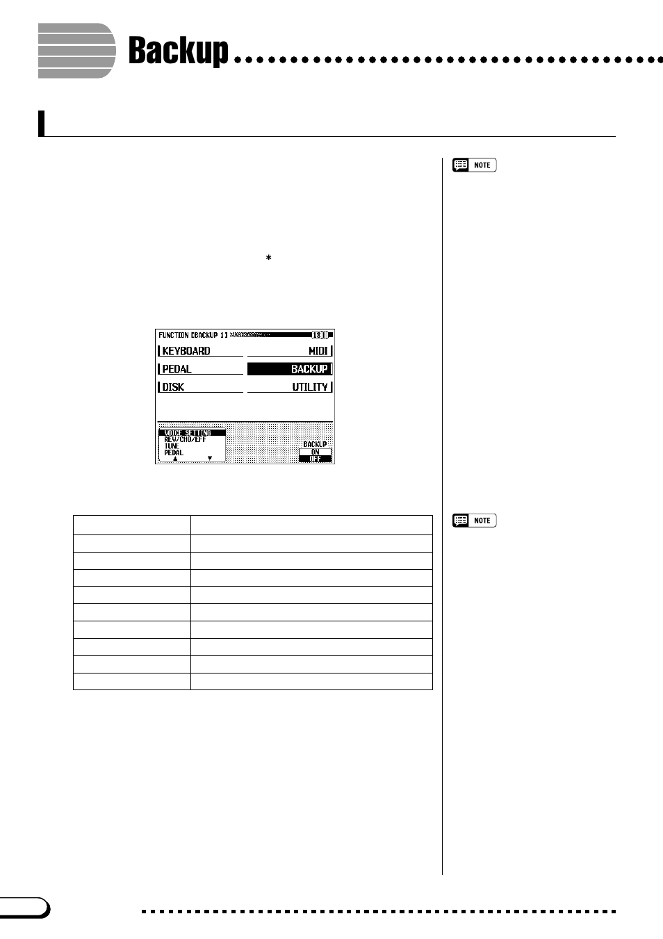 Backup, Function [backup 1] display — page 13 | Yamaha CVP-109  EN User Manual | Page 206 / 235