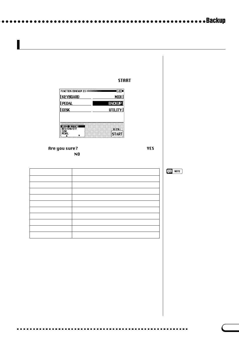 Function [backup 2] display — page 14, Backup, Recall | Yamaha CVP-109  EN User Manual | Page 207 / 235