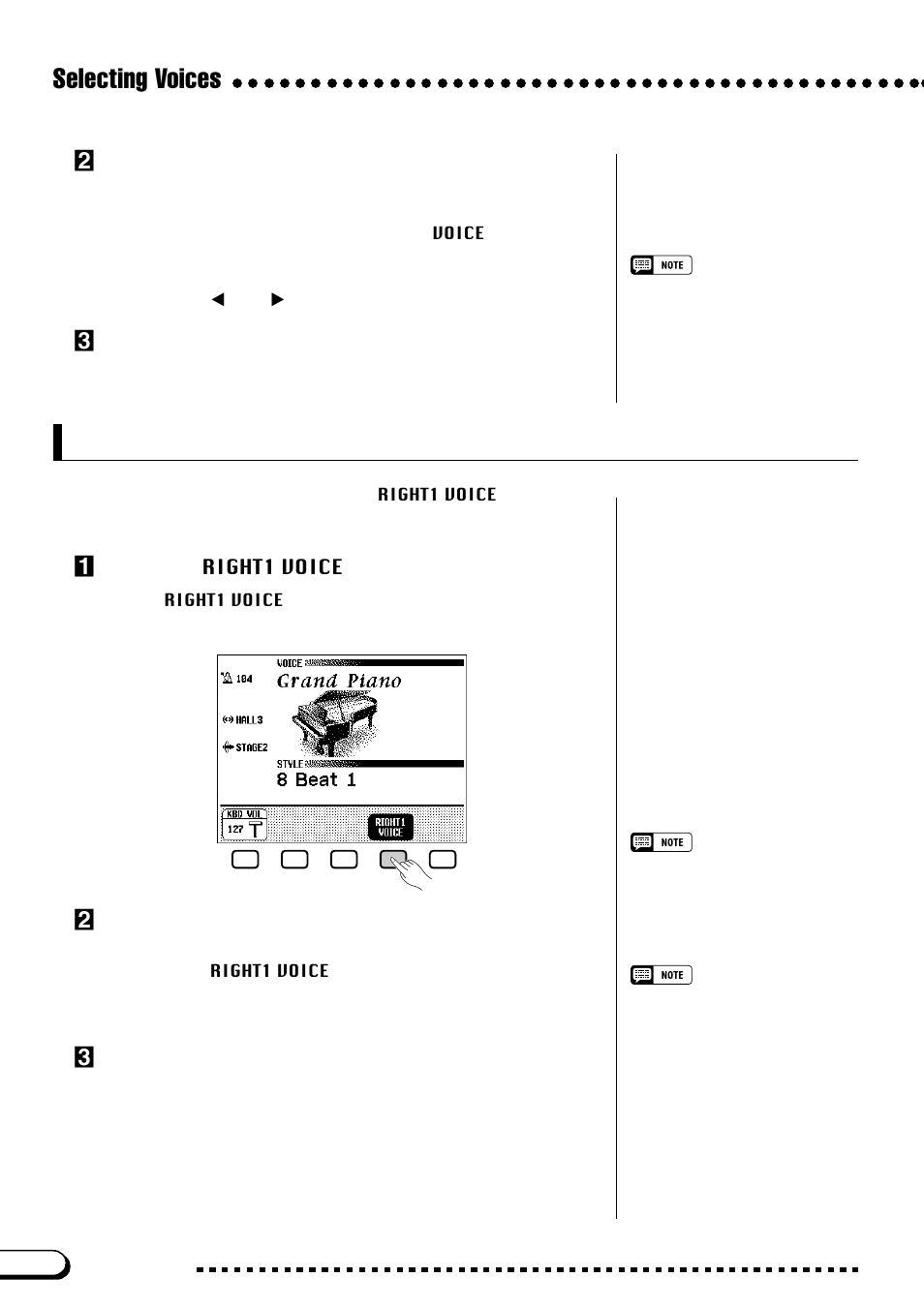 Selecting voices from the main display, Selecting voices | Yamaha CVP-109  EN User Manual | Page 32 / 235