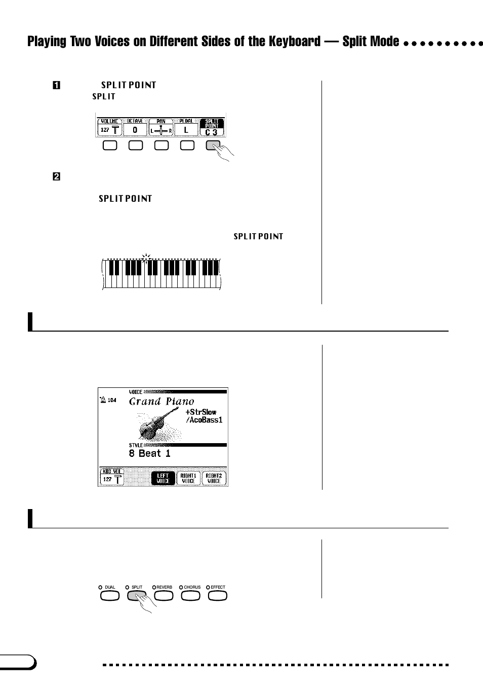 Using the dual and split functions simultaneously, Exiting the split mode | Yamaha CVP-109  EN User Manual | Page 44 / 235