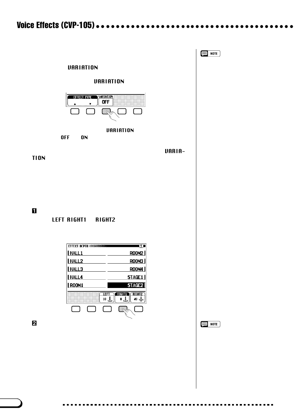 Voice effects (cvp-105), Setting the effect depth for each part, Varying the effect | Yamaha CVP-109  EN User Manual | Page 60 / 235