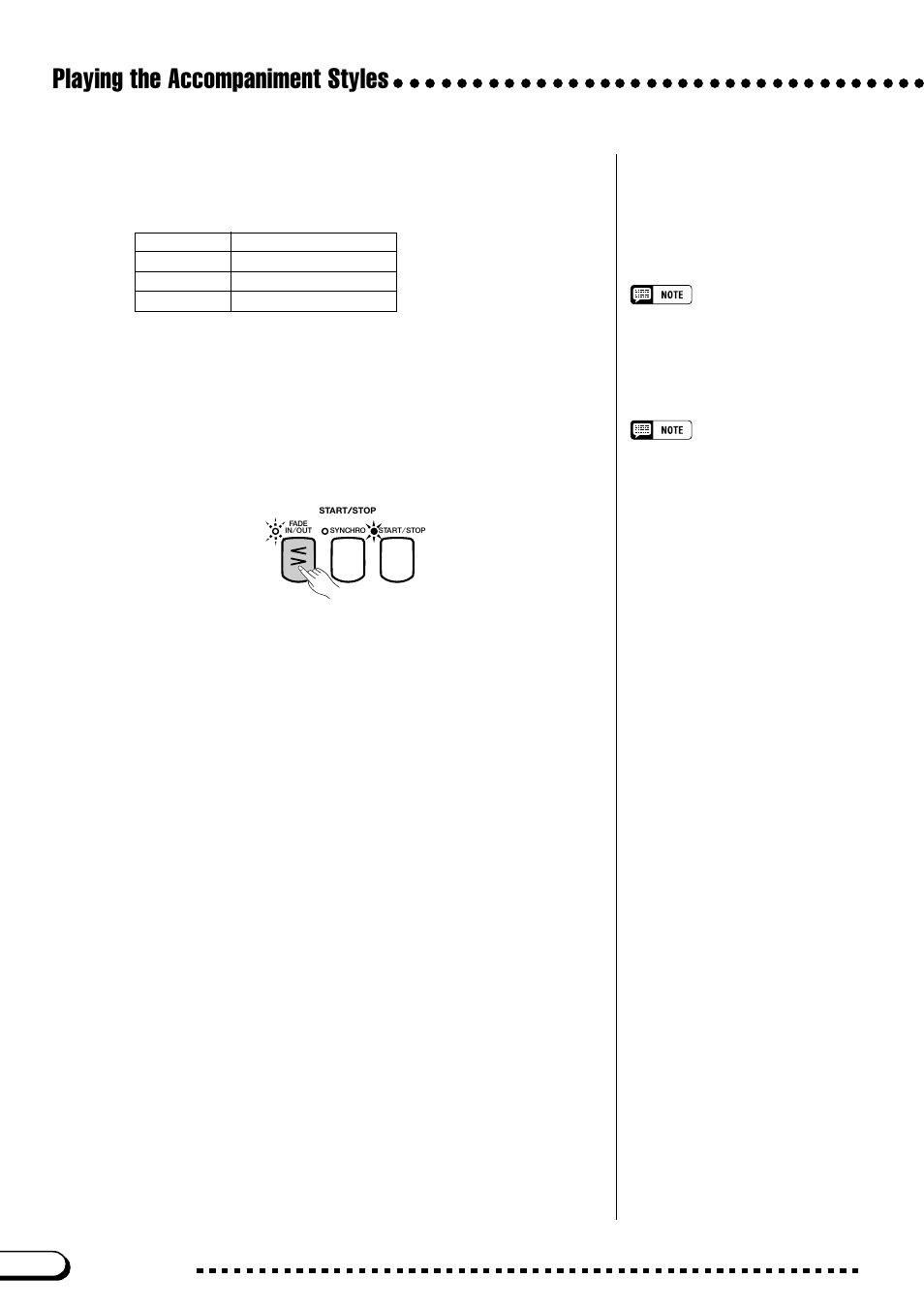 Playing the accompaniment styles, Fading out | Yamaha CVP-109  EN User Manual | Page 68 / 235